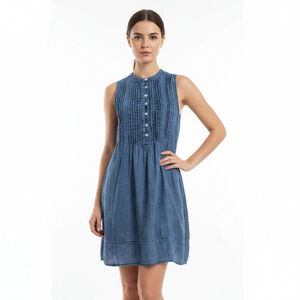 Faherty Isha Blue Sleeveless Denim Mini Dress - XS